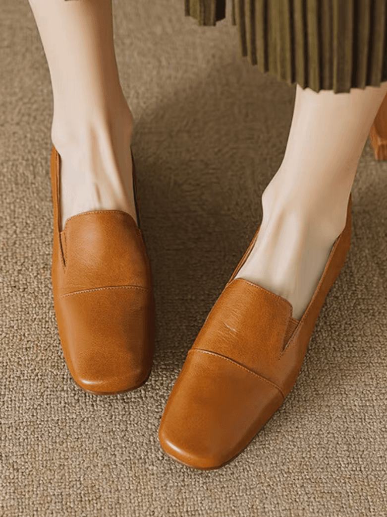 Back folded strap contour calf leather loafers 4