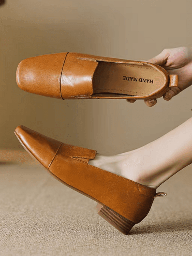 Back folded strap contour calf leather loafers 6