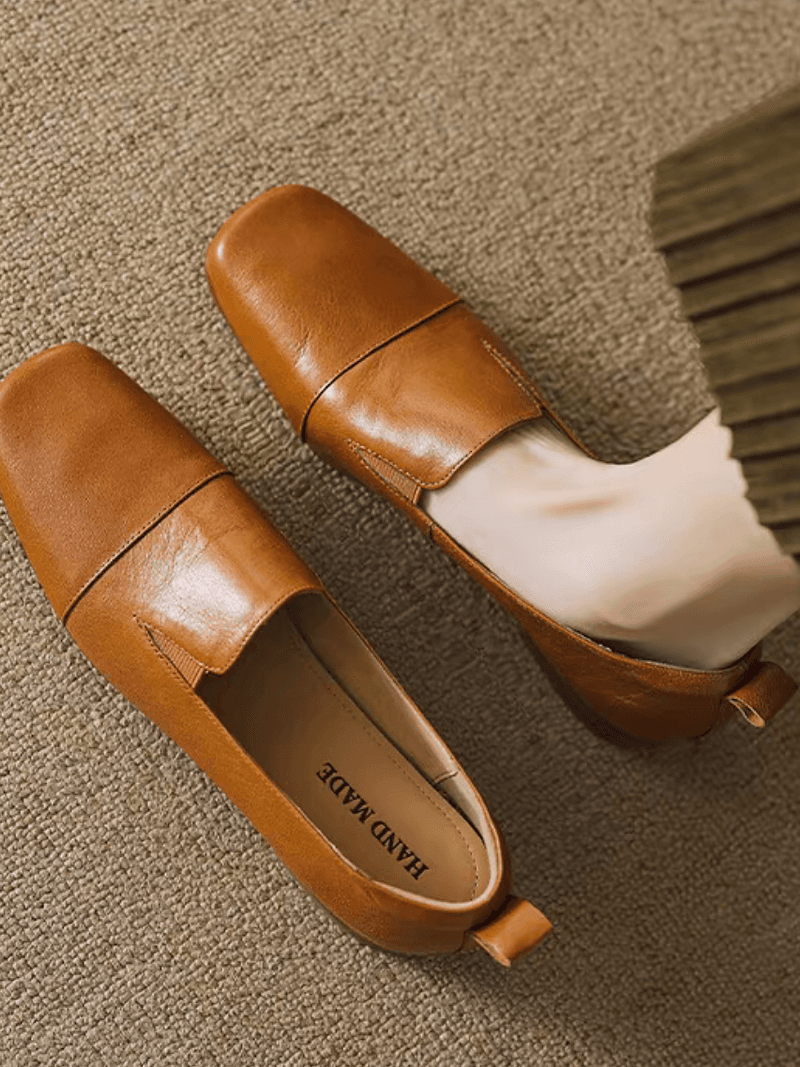 Back folded strap contour calf leather loafers 3