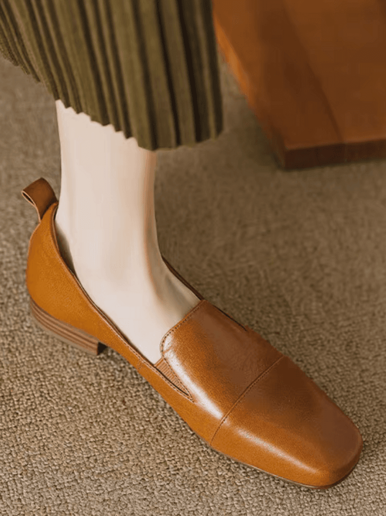 Back folded strap contour calf leather loafers 5