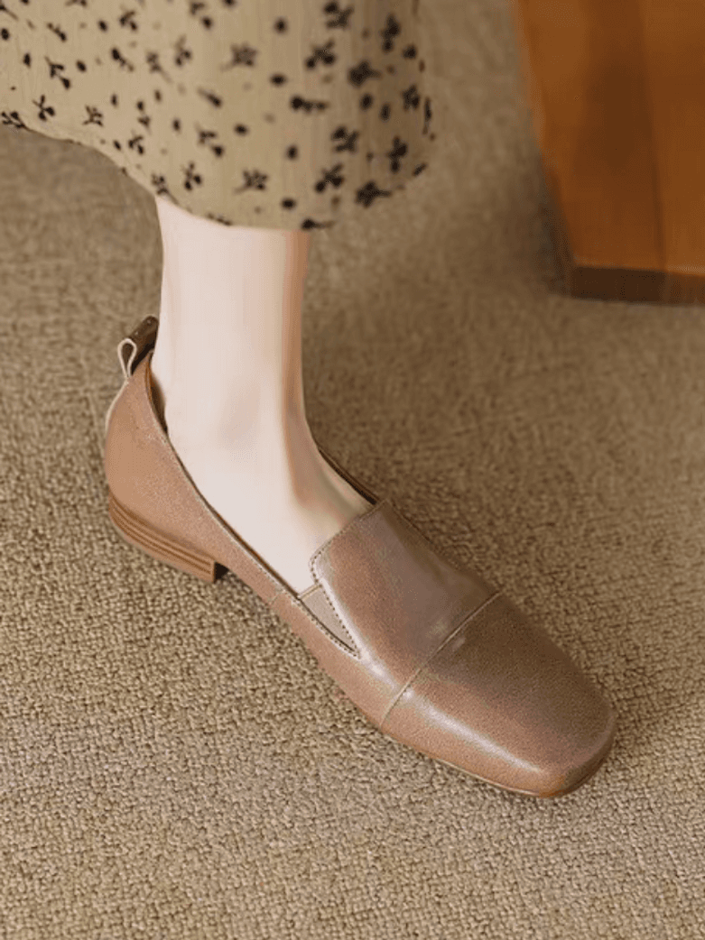 Back folded strap contour calf leather loafers 2