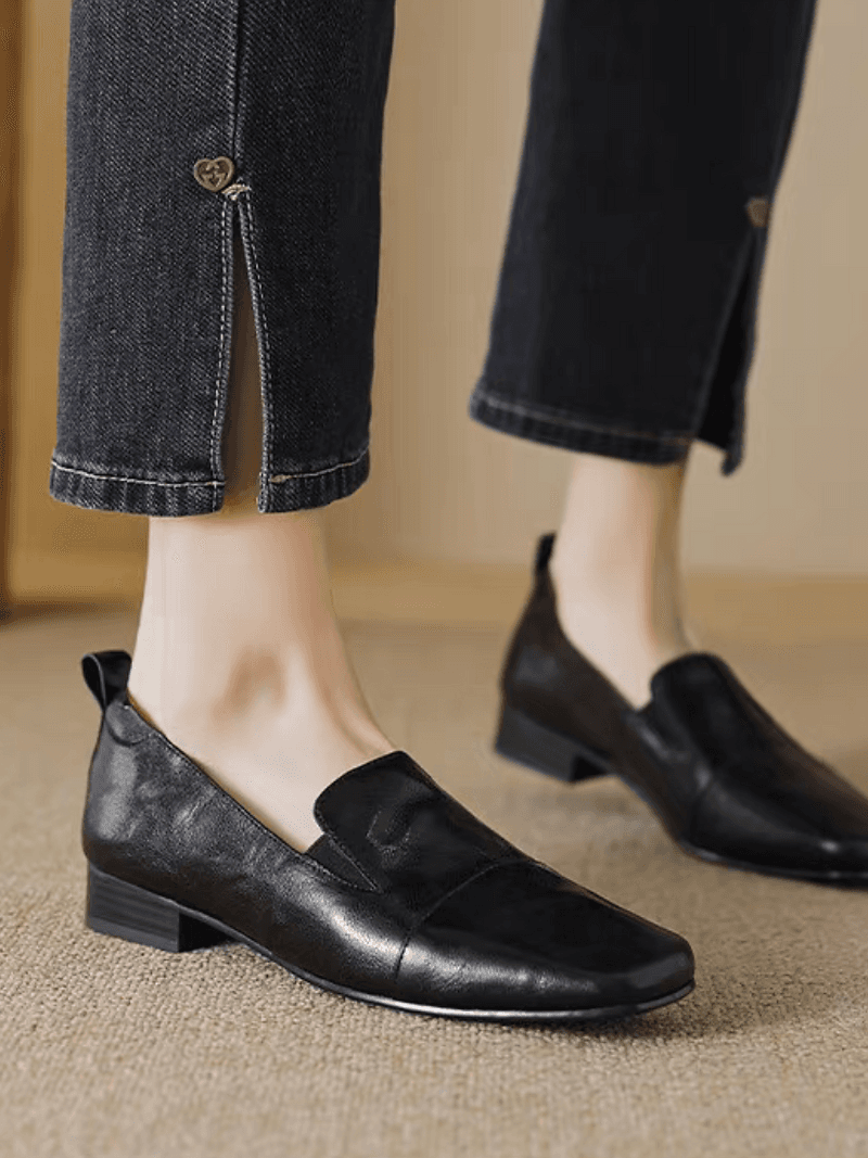 Back folded strap contour calf leather loafers 5