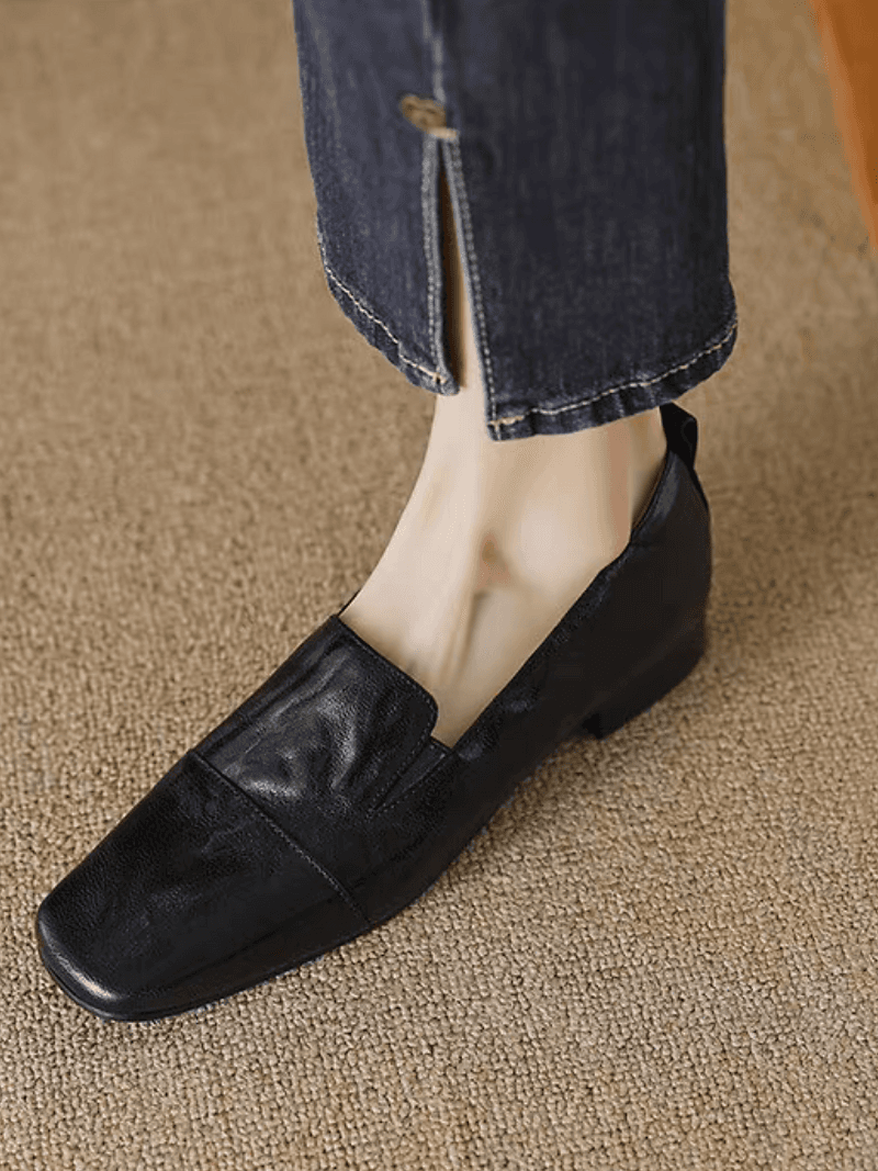Back folded strap contour calf leather loafers 6