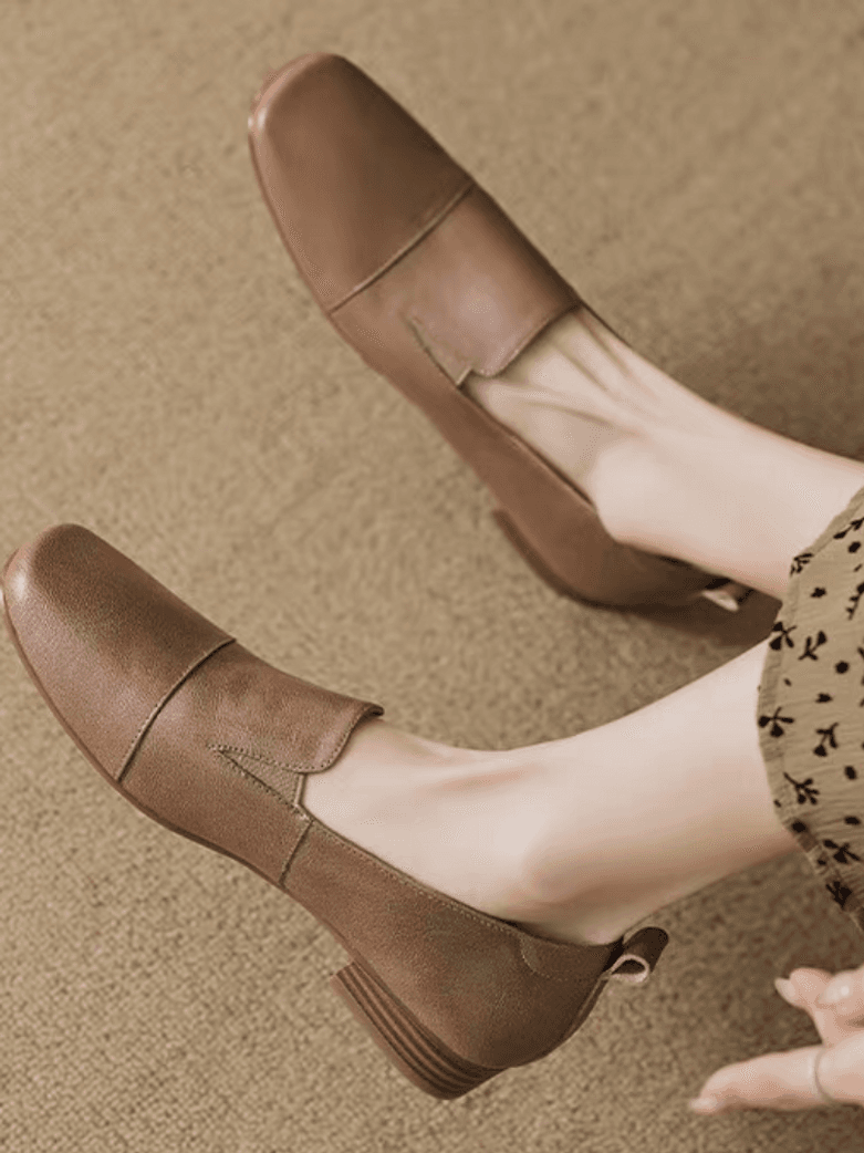 Back folded strap contour calf leather loafers 4